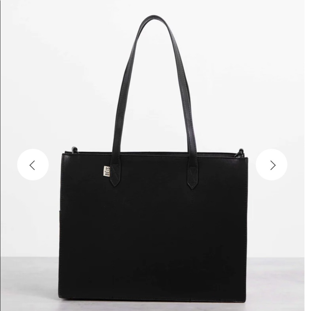 Beis- Mini Work Tote in black faux leather